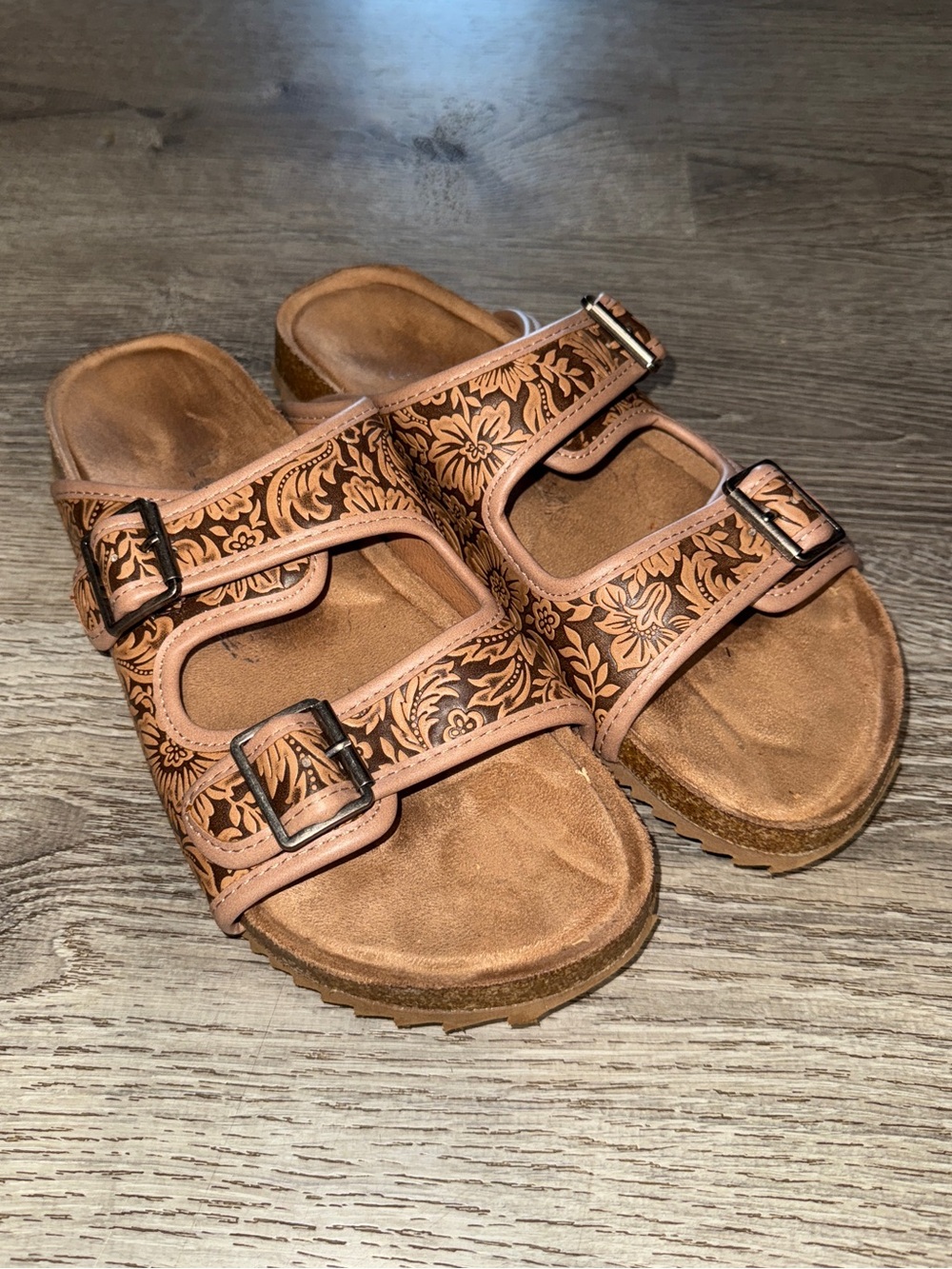 Western Leather Tooled Sandals
